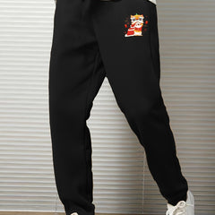 Men's Lion Print Sweatpants Elastic Waist Jogger Pants