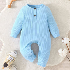 Newborn Baby Ribbed Romper Infant Cotton Long Sleeve Bodysuit
