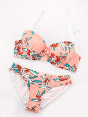 Floral Print Push Up Bra & Panties Set