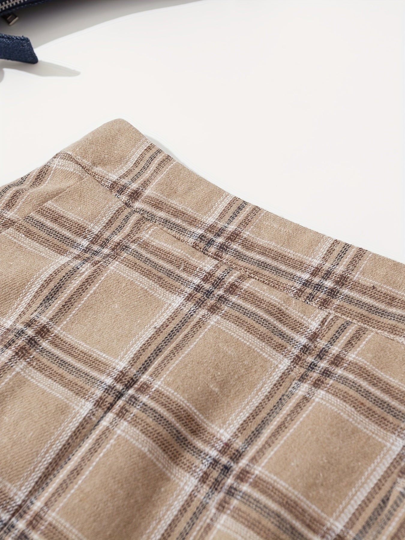 Plaid Side Zip Pleated Skirt Preppy Skirt For Spring & Summer Women's Clothing