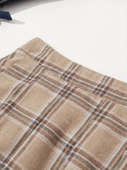 Plaid Side Zip Pleated Skirt Preppy Skirt For Spring & Summer Women's Clothing
