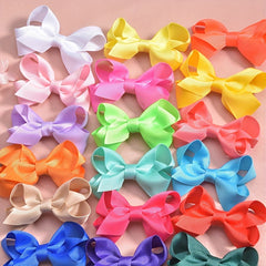 20pcs Colorful Ribbon Bow Hair Clips for Girls