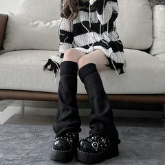 Academic Style Ribbed Knit Knee High Socks Women's Stocking