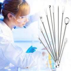 12pcs Lab Spatula Stainless Steel Micro Laboratory Scoops Mixing Spoon