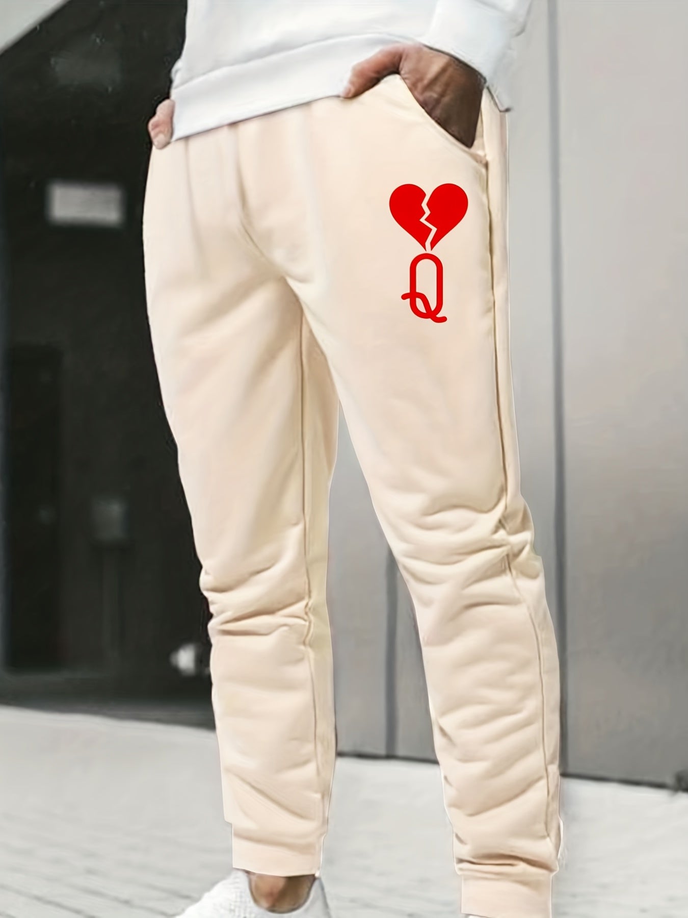 Broken Heart Print Men's Drawstring Sweatpants Casual Jogger Pants