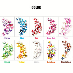 12pcs 3D Butterfly Magnet Craft Decorations