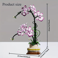 Purple Phalaenopsis Orchid Flower Bouquet Building Block Set
