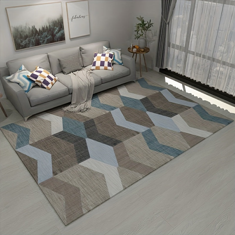 Modern Geometric 6'X8 5' Area Rug Minimalist Distressed Rug