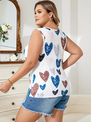 Heart Print V Neck Pajama Top