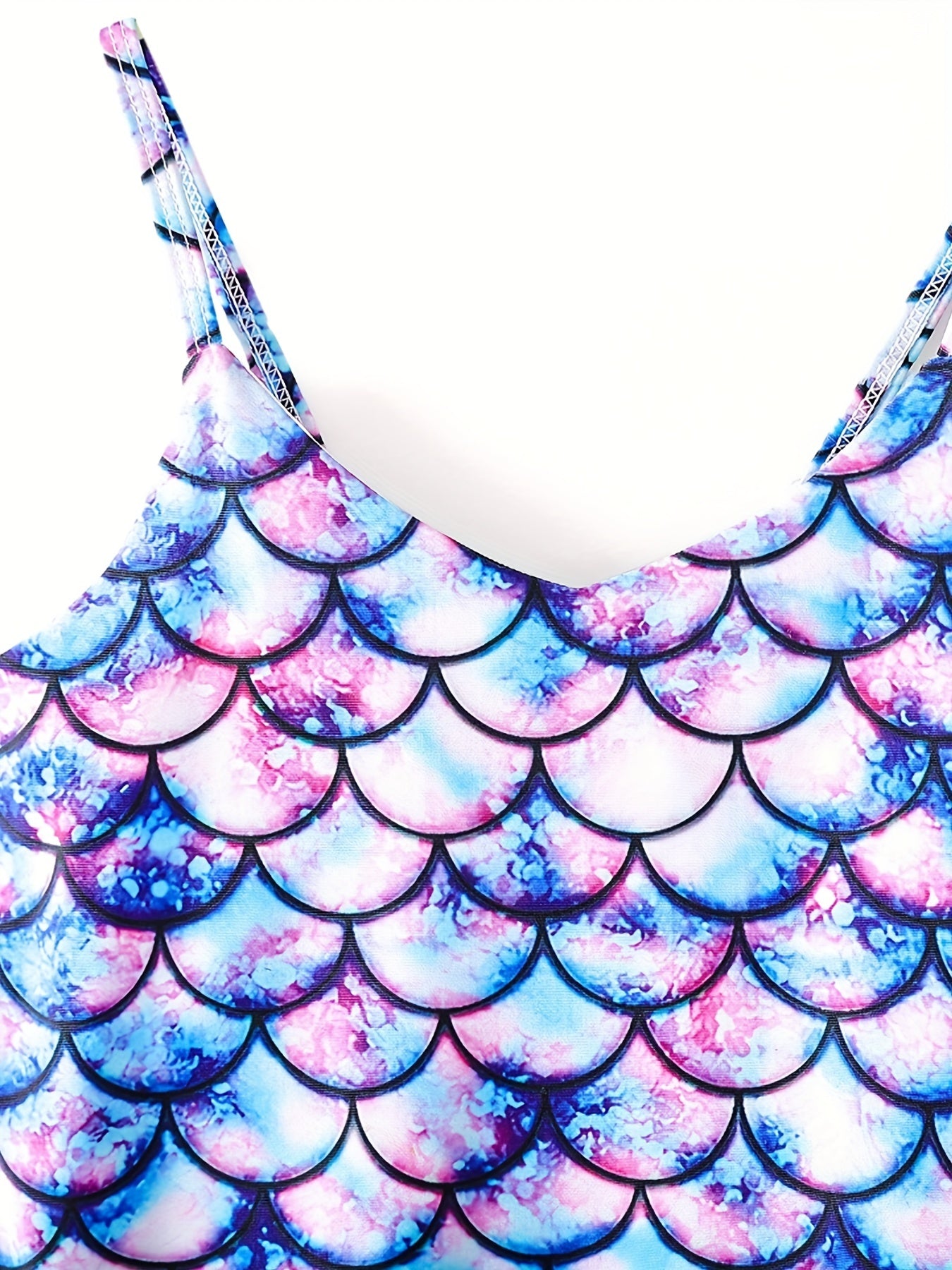 Toddler Girls Fish Scale Cami Swimsuit Ruffle Trim