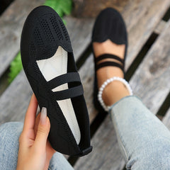 Women's Mary Janes Knitted Mesh Flat Shoes Lightweight Summer Shoes