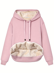 Solid Kangaroo Pocket Hoodie Long Sleeve for Fall & Winter