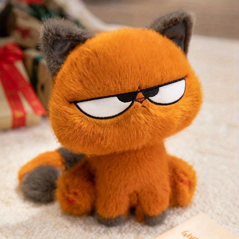 Brown Plush Cat Toy w/ Expressive Eyes & Fluffy Ears - Soft Huggable Stuffed A