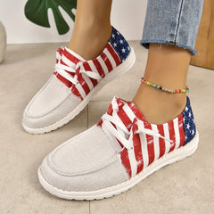 Women's Boat Shoes Star & Stripe Pattern Slip On/Lace Up