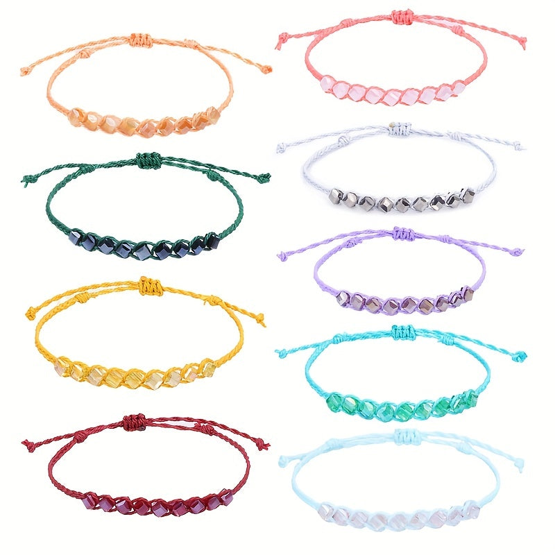 Crystal Charm Friendship Bracelet Hand Woven Rope for Friends