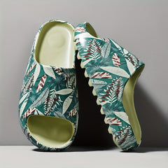 Men's Graphic Print Platform Slides for Summer