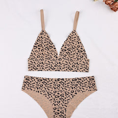 Leopard Print Seamless Bra & Panties Lingerie Set