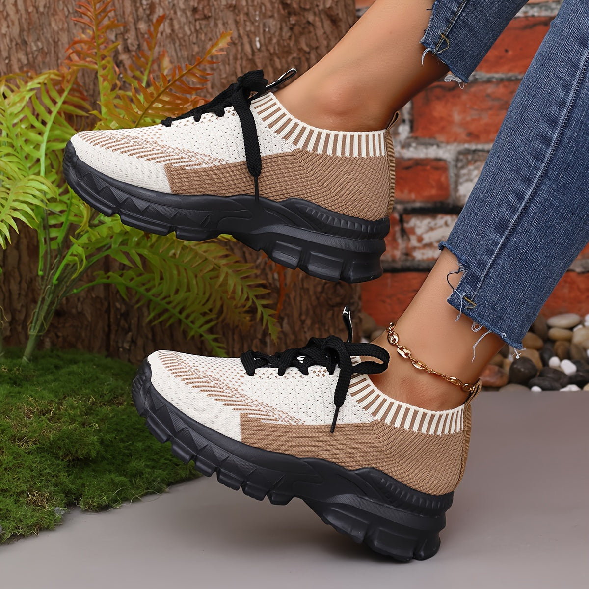 Women's Thick Bottom Running Shoes Mesh Breathable Non-slip Durable Casual Shoes
