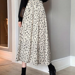 Floral Print Elastic Waist Skirt for Spring & Summer