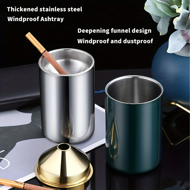 Stainless Steel Car Ashtray Mini Trash Can Anti-dust Anti-drop