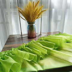 Green Double Layer Tulle Short Roman Curtain for Kitchen Bay Window