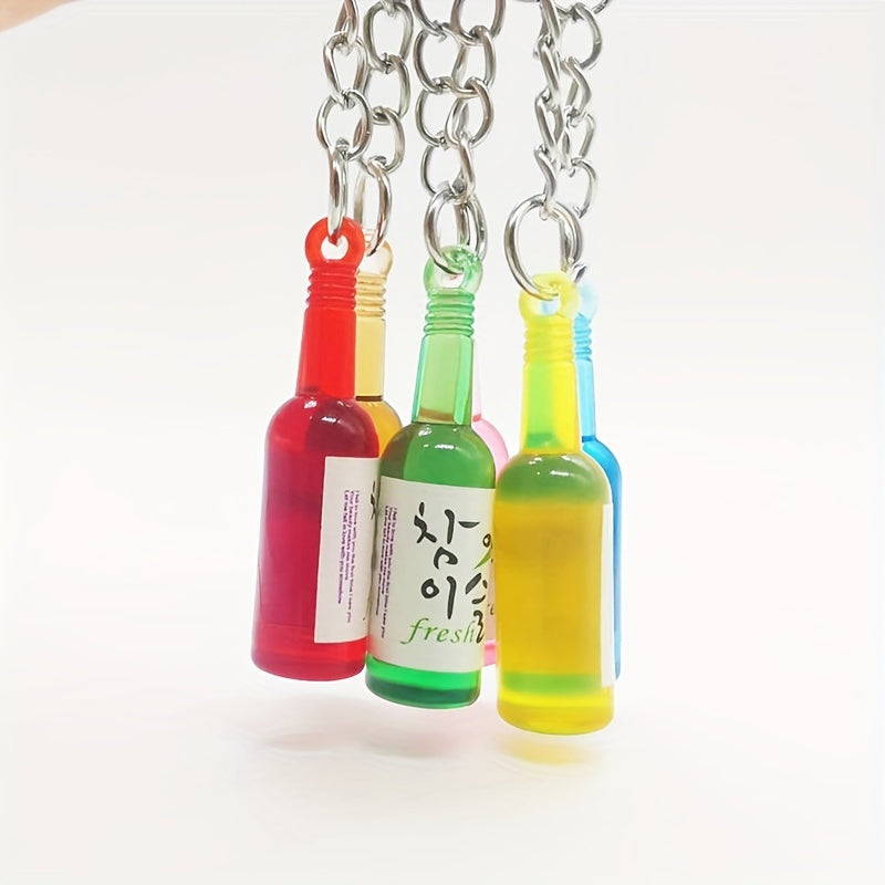 Cartoon Resin Beer Wine Bottle Keychain Pendant