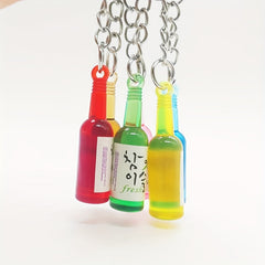 Cartoon Resin Beer Wine Bottle Keychain Pendant