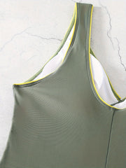Modest Swimsuit Women's Plus V Neck One Piece Bathing Suit