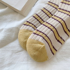 3 Pairs Colorblock Striped Socks - Women's Stockings