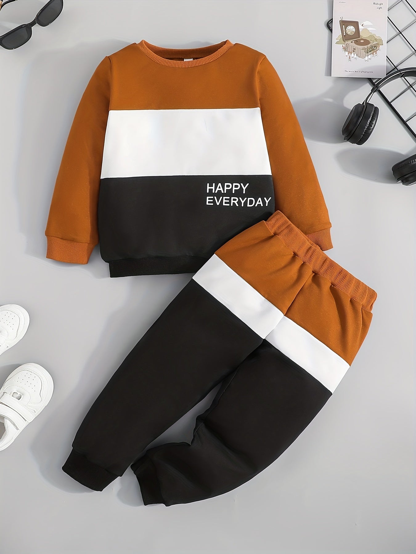 Kids Happy Everyday Sweatshirt & Sweatpants Set, Long Sleeve Top
