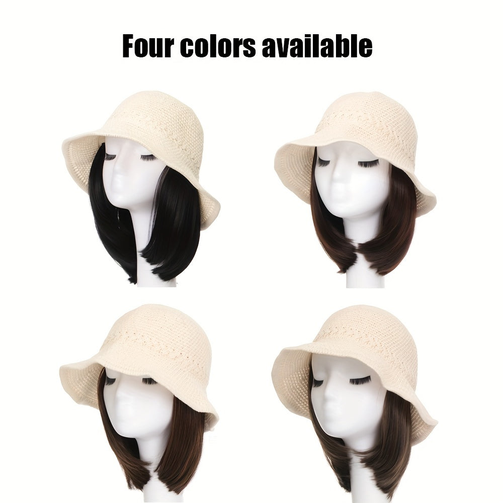 Wide Brim Bucket Hat for Women Knitted Fisherman Hat Sun Protection
