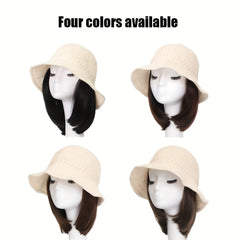 Wide Brim Bucket Hat for Women Knitted Fisherman Hat Sun Protection