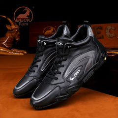Men's Block Leather High Top Sneaker Waterproof Shoes