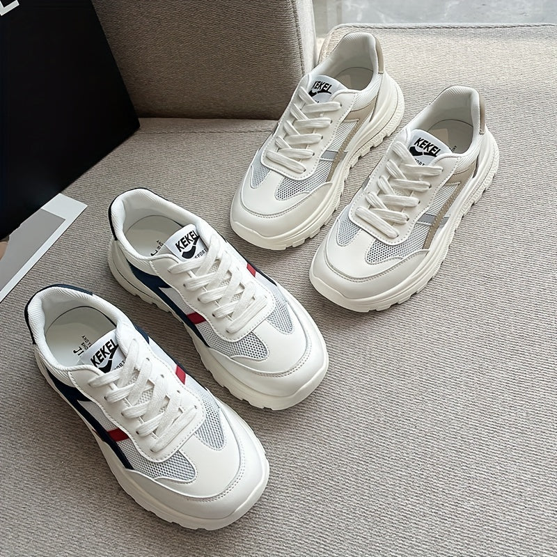 Women's Mesh Chunky Sneakers Breathable Lace Up Low Sports Shoes