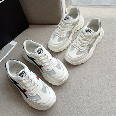 Women's Mesh Chunky Sneakers Breathable Lace Up Low Sports Shoes