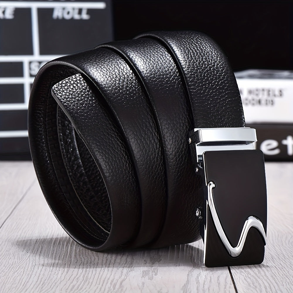 Men's Leather Belt with Automatic Buckle