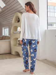 Letter Print Pajama Set Long Sleeve Top & Pants