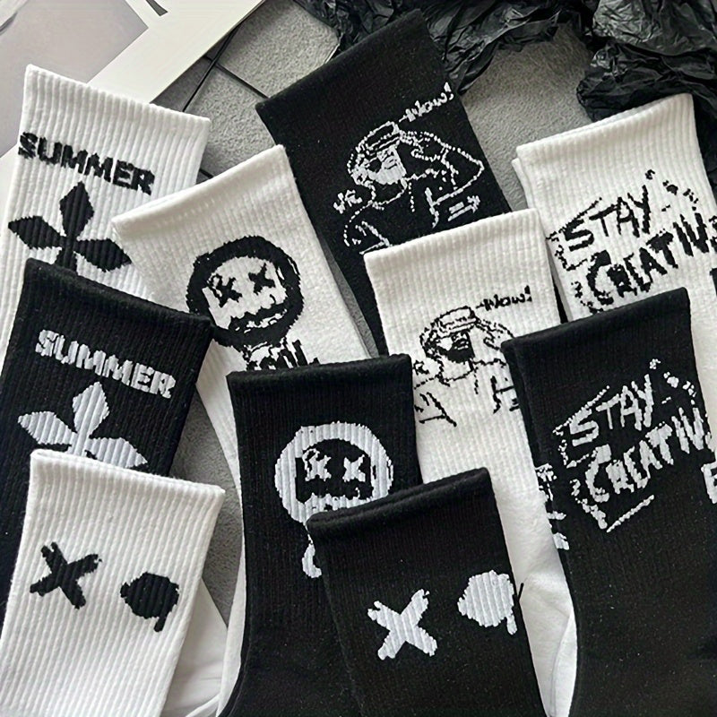 Men's Street Style Crew Socks Breathable Soft Casual Socks