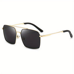 Men's Polarized Square Aviator Sunglasses Metal Frame UV Protection