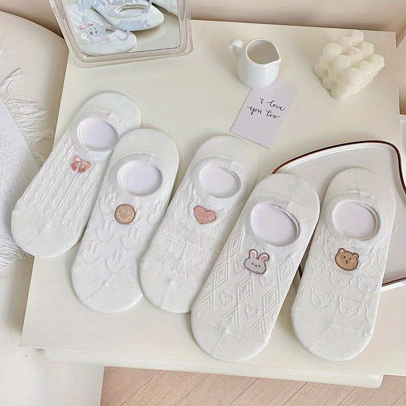 10pairs Girls Kids Casual Boat Socks Thin Breathable Low Cut Invisible Socks