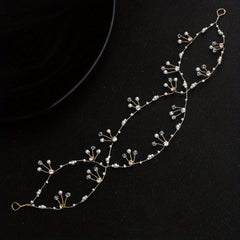Faux Pearl Hair Chain Crystal Cross Hair Band