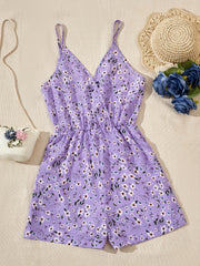 Floral V Neck Romper Cami Jumpsuit for Women