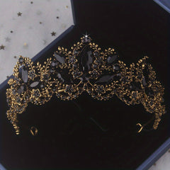Baroque Style Crystal Crown Earrings Necklace Set