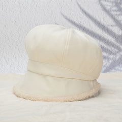 Winter Fleece Thicken Newsboy Cap Warm Fisherman Hat For Women