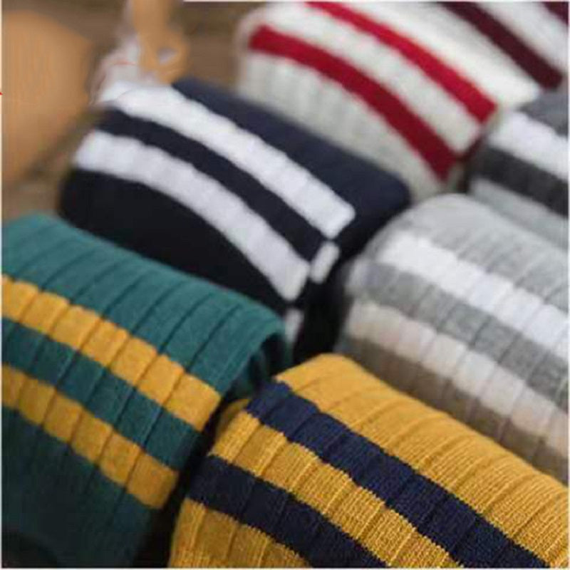 10 Pairs All Season Women's Crew Socks Striped Ten Colors