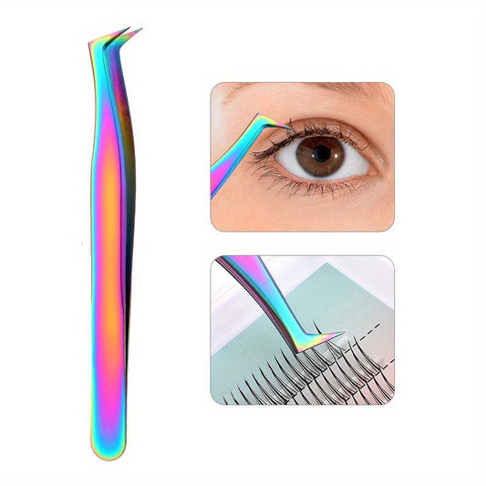 5pcs Eyelash Extension Tweezers Set Stainless Steel Straight And Curved Volume
