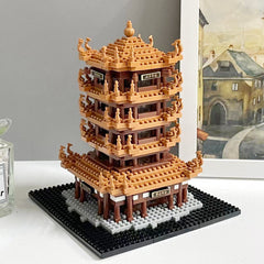 Micro Blocks Yellow Crane Tower Building Block Model Educational Toy