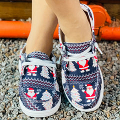 Women's Christmas Print Skateboard Shoes Lightweight Low Top Sneakers