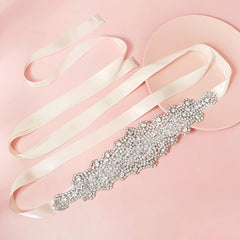 Crystal Rhinestone Bridal Belt with Organza Ribbon