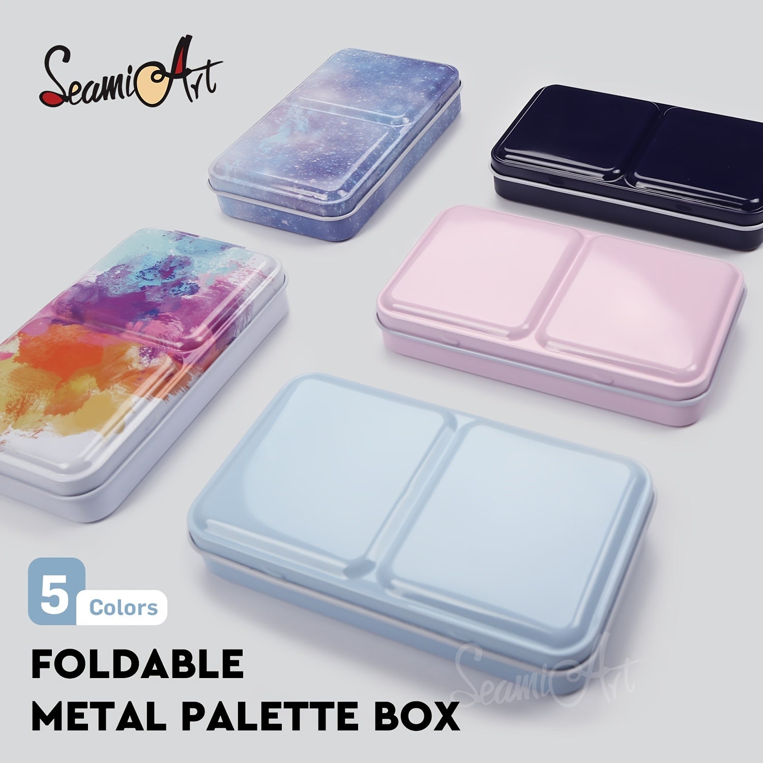 SeamiArt 12 Colors Portable Painting Palette Box for Travel